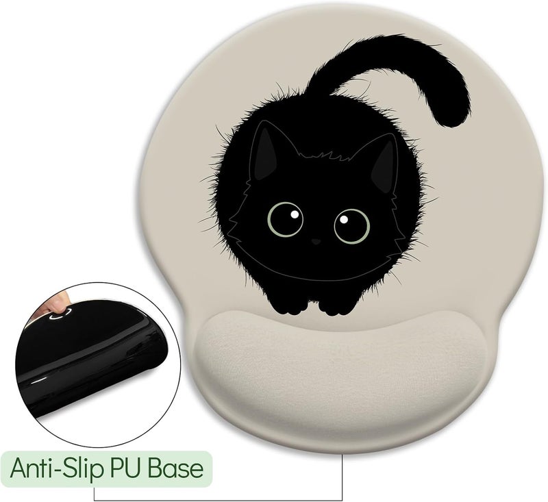 LIMKRIAN Cat Lovers Ergonomic Mouse Pad with Wrist Rest, Mouse Pads for Desk, Gaming Mouse Pad with Wrist Support, Funny Mousepad with Non-Slip Pain Relief PU Base, Cute Office Desk Accessories Decor - Image 5